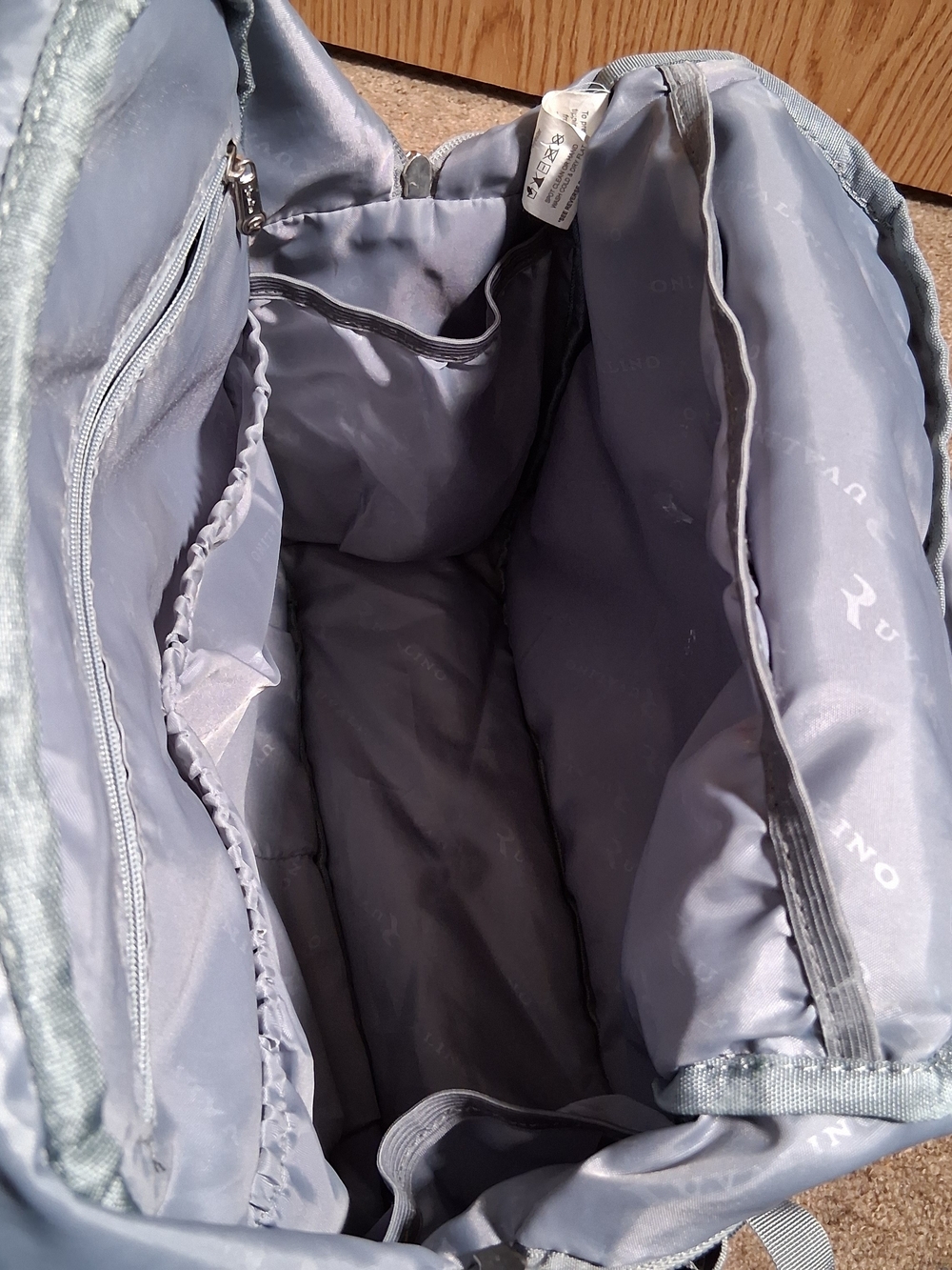 Ruralino Gray Baby Diaper Backpack with Tan Accents - Picture 4 of 6